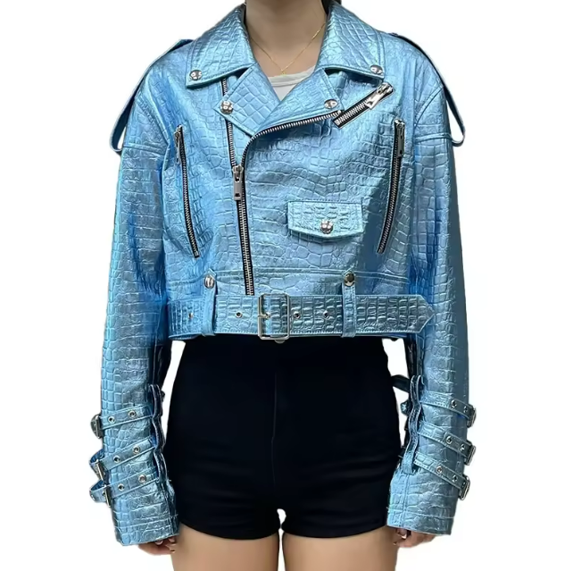 Geneviève Genuine Glossy Finish Leather Winter Jacket