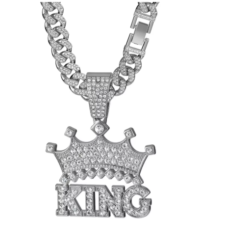 Crowned King 13mm Cuban Chain Pendant Necklace