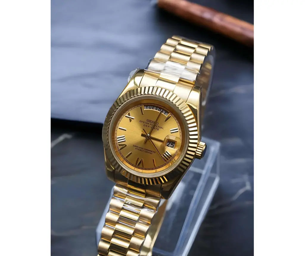 Seiko Mod Datejust Watch - Gold
