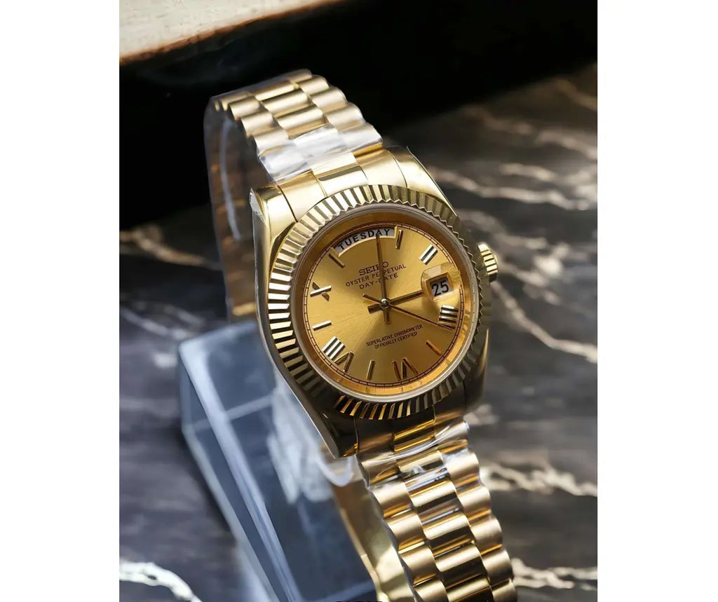 Seiko Mod Datejust Watch - Gold