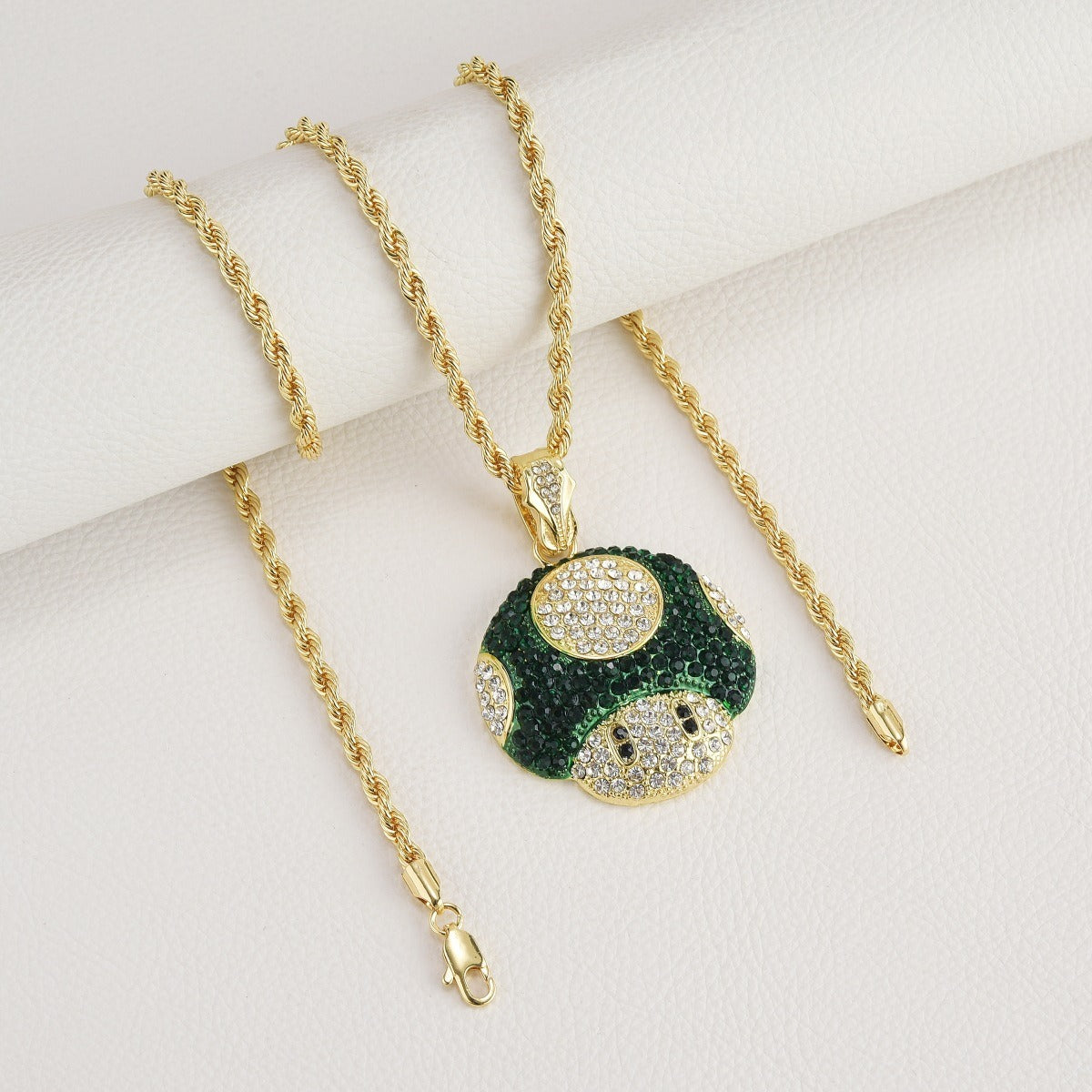 Micro Mario Mushroom Pendant Necklace Retro Rapper Chain