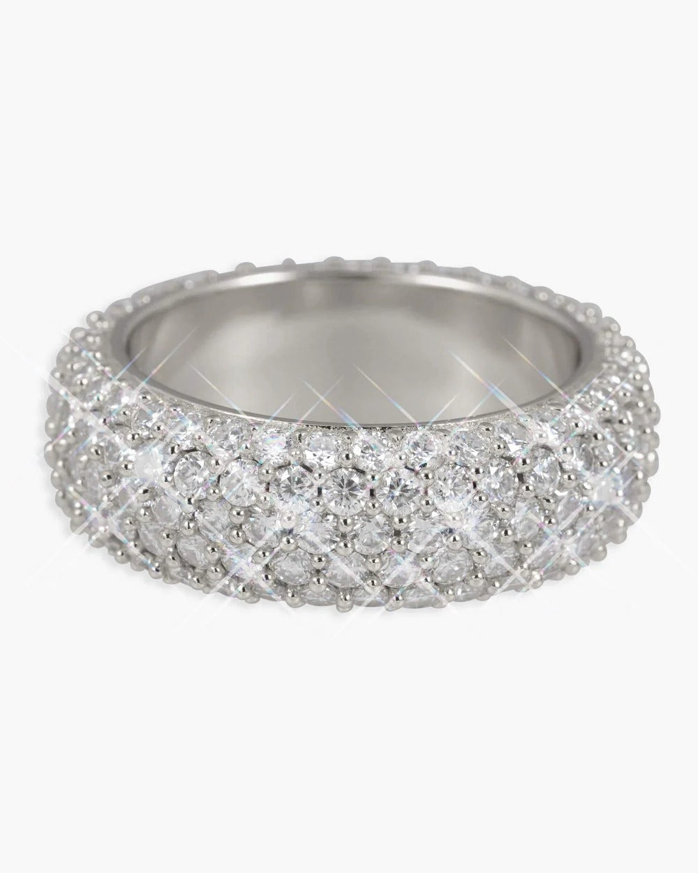 5-Row 14K Gold Plated Iced Out VVS Band Ring