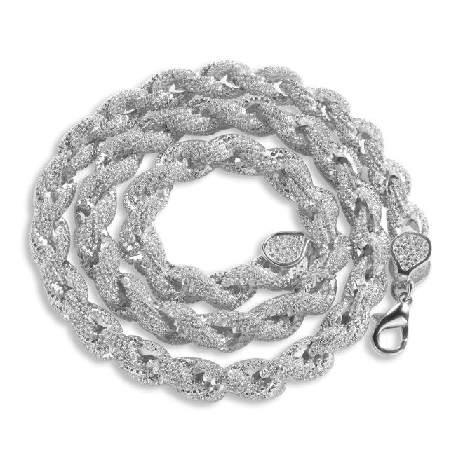 VVS Jewelry hip hop jewelry silver / 20 Inches 8mm Fully Iced Premium Thick Rope Chain